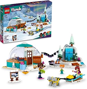 LEGO Friends Igloo Holiday Adventure 41760 Building Toy Set for Ages 8 , with 3 Dolls, 2 Dog Characters, A Winter Themed Gift for Kids 8-10 Who Love Snowy Adventures, Dog Sledding and Pretend Play