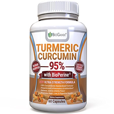 #1 Best Organic Turmeric Curcumin Extract Supplement 95% Standardized with BioPerine - Certified Organic & Natural Anti-Inflammatory Powder Pills to Relieve Pain & Supreme Health Benefits (1000mg)