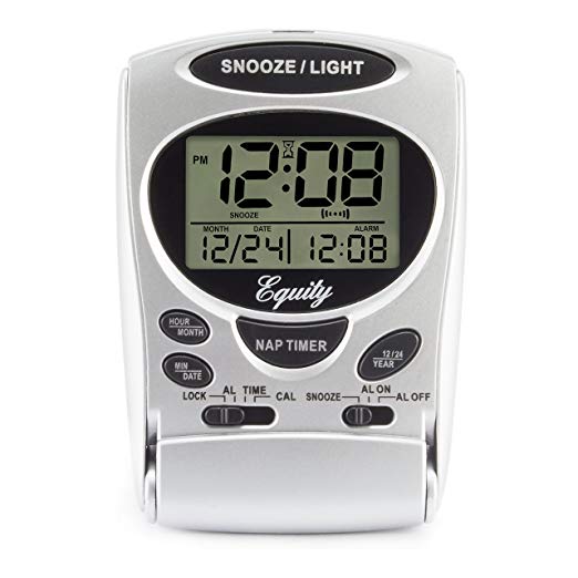 Equity by La Crosse 31300 Fold-Up LCD Travel Alarm Clock with Nap Timer & Backlight