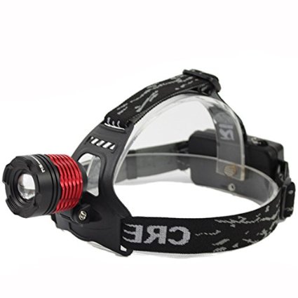 LED Headlamp, Haip® Aviation Aluminum Alloy Waterproof 3-Mode 240LM Cree LED Headlamp Black/Red (18650x2 Included)
