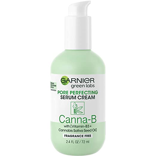 Garnier SkinActive Green Labs Canna-B Pore Perfecting Serum Cream, 3-in-1, SPF 30, Fragrance Free With Niacinamide Vitamin B3 and Cannabis Sativa Seed Oil, 2.4 Fl Oz (Packaging May Vary)
