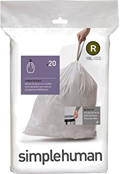 simplehuman code R custom fit liners, 1 refill pack (20 liners), 10 L / 2.6 Gal