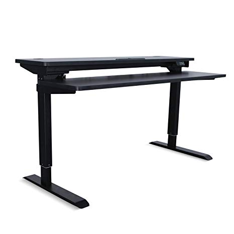 AITERMINAL Split Top Electric Stand Up Desk Single Motor-Height Adjustable Desk (59 Inch, Black Frame/Black Top)