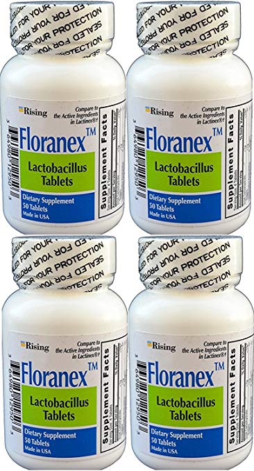 Floranex Probiotic for Colon Health Tablets 50 ea per Bottle 4 PACK Total 200  Generic for Lactinex
