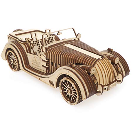 UGEARS Roadster VM-01 3D Mechanical Bain Teaser Wooden Model Self Assembling Gift