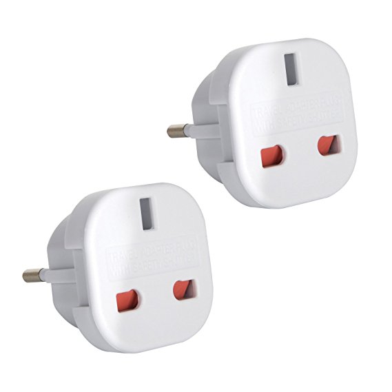 2 x UK to EU Europe European Travel Adapter suitable for France, Germany, Spain, Egypt, China - Refer to Product description for Country list