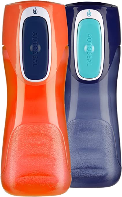 Contigo Trekker Kids Water Bottle, 14-Ounce, Navy and Nectarine, 2-Pack