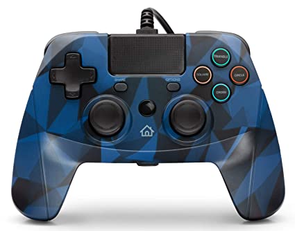 Snakebyte Gamepad S - Wired PS4 Controller with 3M Cable - Blue Camo - PlayStation 4