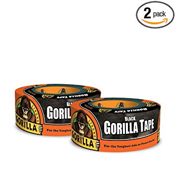 Gorilla 6012110 Duct Tape, 1.88" x 12 yd, Black, (Pack of 2), 2 - Pack, Piece