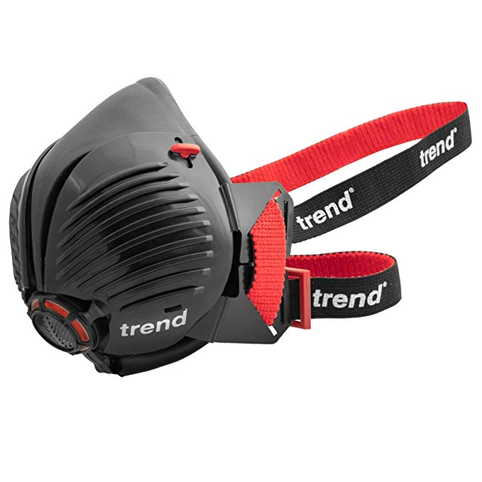 Trend AIR Stealth Half Mask APF10 with replaceable and reusable filters included N100 Safety Respirator Protects against airborne particles, mist, fumes, plaster and silica dust (Medium/Large Size)