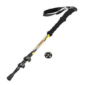 TOMSHOO Walking Stick Trekking Pole Carbon Fiber Lightweight Adjustable Telescopic Hiking Stick 3 Section