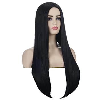 Tsnomore Black Long Straight Wig for Women,Synthetic Heat-resistant Matte Hair 26 inch Wig,Women's Cosplay Daily Use Wig,No Bangs(26 inch)
