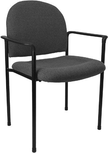 Flash Furniture Comfort Gray Fabric Stackable Steel Side Reception Chair with Arms