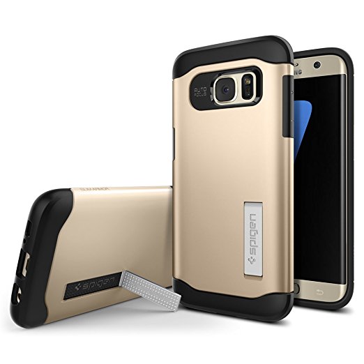 Galaxy S7 Edge Case, Spigen [Slim Armor] AIR CUSHION [Champagne Gold] Air Cushioned Corners / Dual Layer Protective Case for Samsung Galaxy S7 Edge (2016) - (556CS20040)