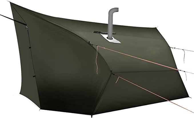 Onewind Penumbra Hot Tent Tarp for Hammock Camping, 4-Season, Waterpoof and Flame Retardant Rain Fly with Stove Jack for Outdoor Camping, OD Green