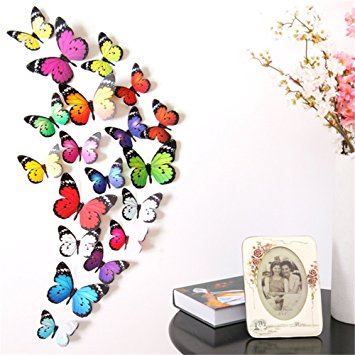 Prefer Green 2 X 19 PCS 3D Colorful Butterfly Wall Stickers DIY Art Decor Crafts (H-017 C)