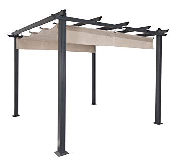 Coolaroo Aurora Pergola, Backyard or Patio Shade Pergola, Light Filtering 90% UV Block, (9'8" X 9'8"), Smoke