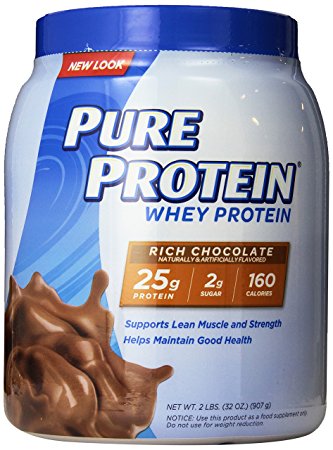 Pure Protein 100 % Whey Protein, Rich Chocolate, 2 Pounds