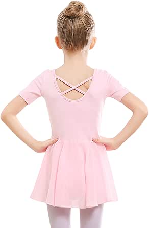 Stelle Ballet Leotards for Girls Dance Leotard with Skirt Toddler Ballet Outfit Criss-Cross Bow Back (Little/Big Kid)