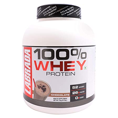 Labrada 100% Whey Protein (26g Protein, 0g Sugar, Whey Protein Concentrate, 52 Servings) - 4.4 lbs (2 kg) (Chocolate)