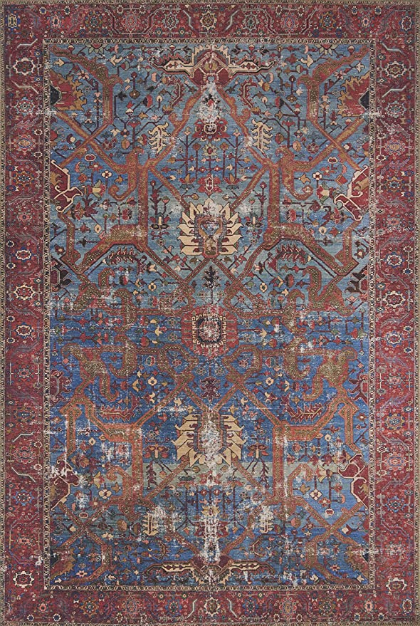 Loloi II Loren Collection LQ-10 Blue/Red, Traditional 8'-4" x 11'-6" Area Rug