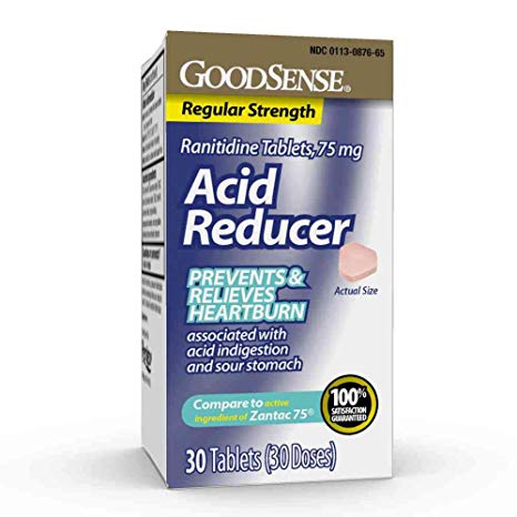 GoodSense Acid Reducer Ranitidine Tablets, 75 mg, Heartburn and Acid Indigestion Relief, 30 Count