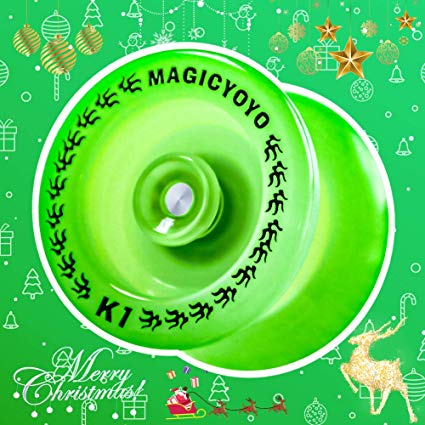 MAGICYOYO Plastic Yoyo for Beginner, Responsive Yoyo K1 Durable Use, Hubstack Basic Yoyo Yoyo Bag   5 Strings   Yo-Yo Glove Gift (Glow Green)