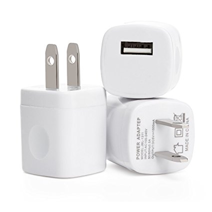 Spark Electronics 3PC White Universal USB Port Colors USB AC/DC Power Adapter Home Wall Charger Plug W/ Easy Grip for iPhone 7/7 plus 6/6 plus Samsung Galaxy S5 S4 S3¡­
