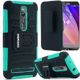 COVRWARE ASUS ZenFone 2 Case - Combat Armor Dual Layer Holster Case  Kickstand  and Locking Belt Swivel Clip -  Include HD Invisible Film  Will Not Fit Zenfone 2E ATampT - Teal