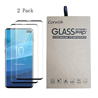 2 Pack of Galaxy S10 Plus Screen Protector, 3D Curved Case Friendly Full Coverage Saver Tempered Glass Clear Film Protective Cover for Samsung Phone S10  (not for S 10 and S 10e)