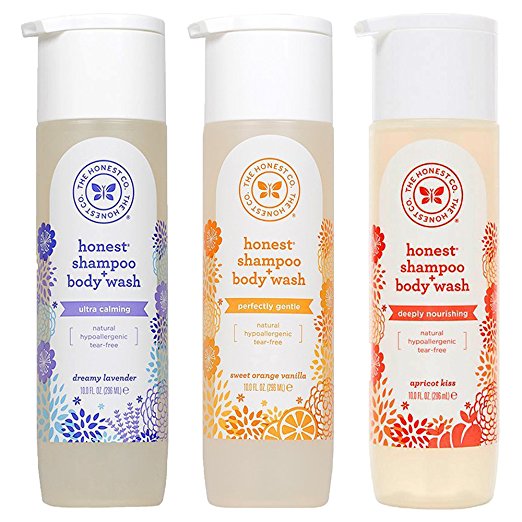 The Honest Company - Natural Hypoallergenic Tear-Free Honest Shampoo and Body Wash Variety Pack – 3 Scents, Each 10 Ounce