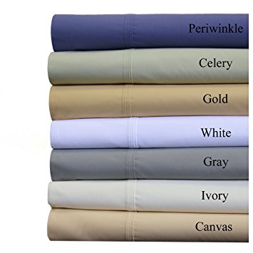 Abripedic Bed Sheet Set - 22" Deep Pocket - 300TC Percale, Solid Ivory, Queen, Breathable Crispy Soft Sheets
