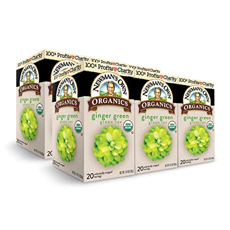 Newman's Own Organics Ginger Green Tea, 20 Individually Wrapped Tea Bags (Pack of 6)