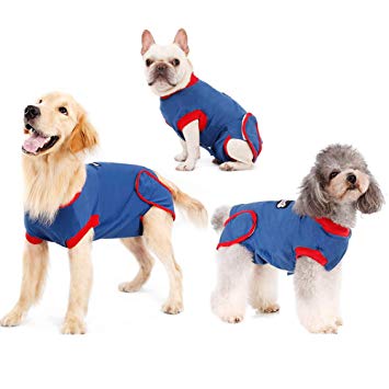 Recovery Suit for Dogs Cats After Surgery, Anti-Licking Male Female Dog Cone E-Collar Alternative Recovery Shirt Breathable Pet Surgical Recovery Snuggly Suit for Pet's Wounds, Bandages, Soft Fabric