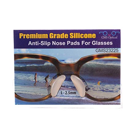 5 Pair Clear - 2.5mm x 17mm Non-Slip Nose Pads for EyeGlasses by GMS Optical - Premium Grade Silicone