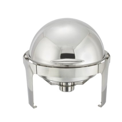 Madison Chafer 602 - 6 qt Round Stainless Steel Roll Top Cover Winco Set of 2