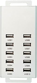 Maxi High Power Charging & Data Transfer/Duplication USB 2.0 Hub BC1.2 Full Aluminum with Industrial Rack Mount (IPC) Bracket (10 Ports 36W 7.2A)