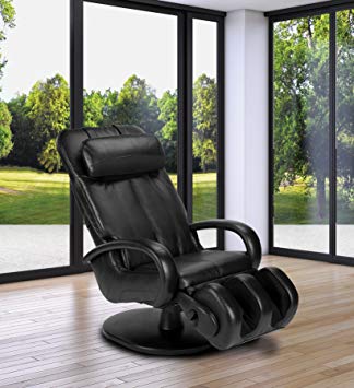 "HT-5040" Contemporary Swivel-Base Massage Chair | Full Body Stretch | 180 Recline | Black