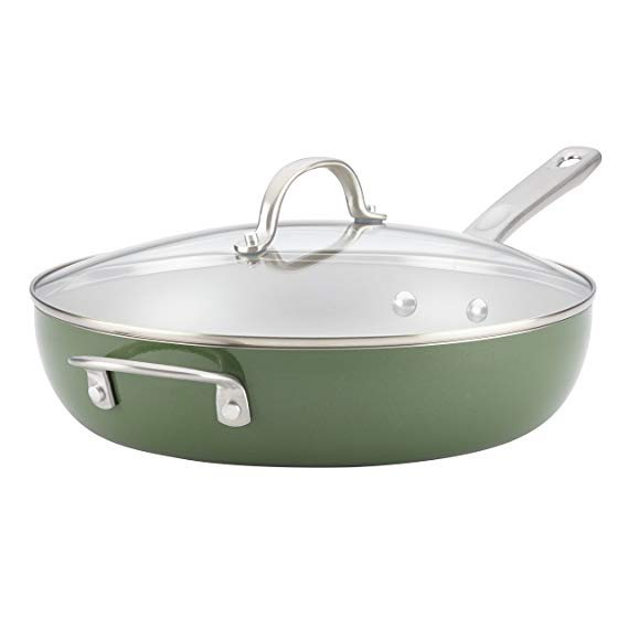 Ayesha Curry 10380 Home Collection Deep Skillet, 12", Basil Green