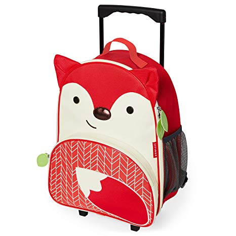 Skip Hop Kids Luggage with Wheels, Fox, Red/Orange/White