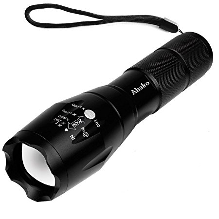 LED Tactical Flashlight,Akaho 900 Lumens Rechargeable Flashlight,Zoomable and Waterproof LED Outdoor Handheld Flashlight,Adjustable Focus and 5 Light Modes for Camping Hiking etc,Battery Not Included