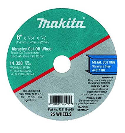 Makita 724113-A-25 5-Inch Cut Off Wheel, 25-Pack