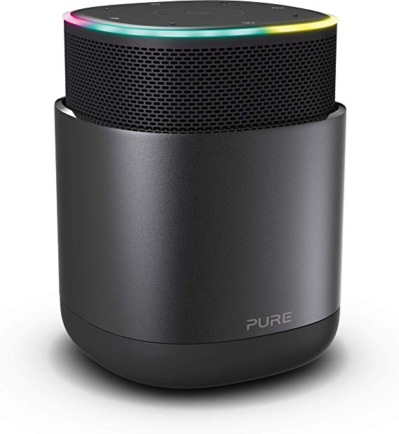Pure Discover Bluetooth Wireless Portable Alexa Smart Speaker with Internet Radio and Enhanced Privacy - Graphite/Black