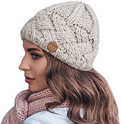 Winter Hats Women Girl-New Knitted Ski Hat Thick Warm Beanie Skull Cap for Gift