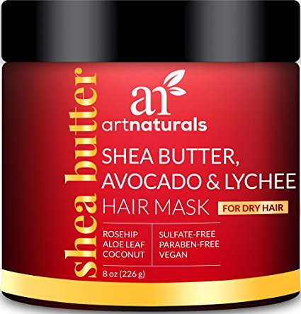 ArtNaturals Shea-Butter Avocado & Lychee Hair-Mask – (8 Oz / 236g) – Moisturizing Silk – Nourishing For Dry & Damaged Hair – Sulfate-Free, Paraben-Free & Cruelty-Free – Coconut, Aloe Vera & Rosehip