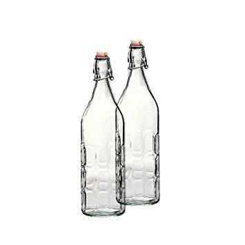 Bormioli Rocco Set of 2 Moresca Bottles, 33.75 oz, Clear