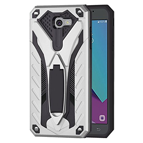 Ownest Galaxy J7 V Case,Galaxy Halo/J7 Prime/J7 Perx/J7 Sky Pro Case,,Armor Dual Layer 2 in 1 with Extreme Heavy Duty Protection and Kickstand Case for Samsung Galaxy J7 2017-Silver