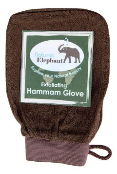 Natural Elephant Exfoliating Hammam Glove, Face & Body Exfoliator Mitt, Chocolate Brown
