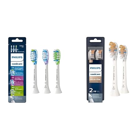 Philips Sonicare Genuine Replacement Toothbrush Heads Variety Pack, C3 Premium Plaque Control & W3 Premium White, HX9073/65 & Genuine A3 Premium All-in-One Replacement Toothbrush Heads, HX9092/65