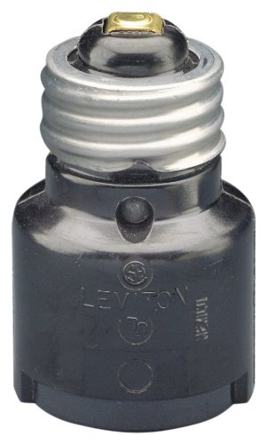 Leviton 2006 009-0-000 1-Piece Socket Adapter, 660 W, 250 V, Incandescent, Medium Base, 1-3/16&quot, Black